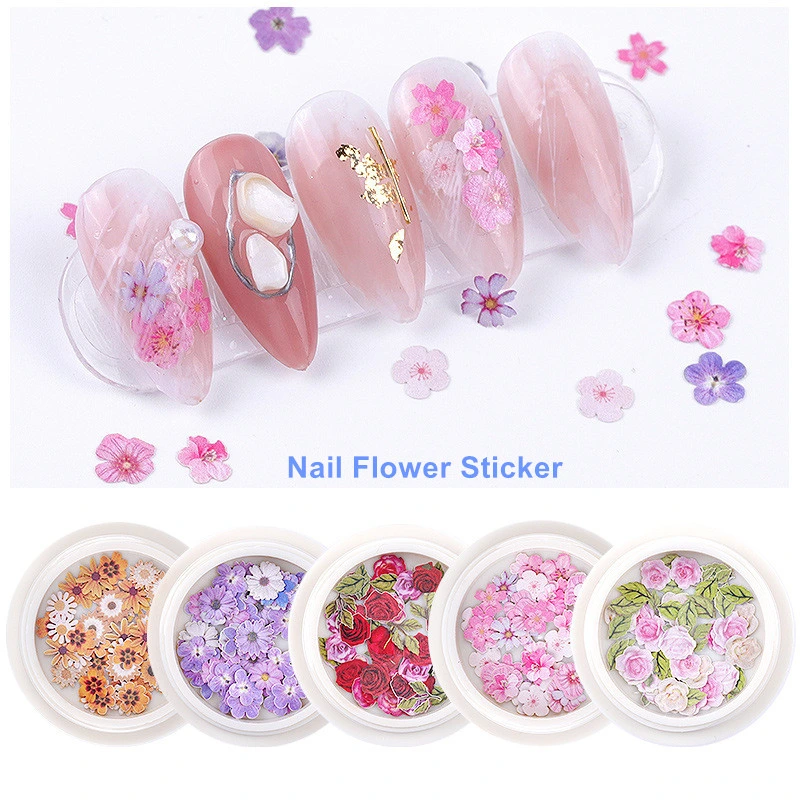 Großhandel 3D Nail Art Blume Sticker Professional Salon natürliche Gänseblümchen Blumen Nail Art Dry Decal Nail Design Produkt