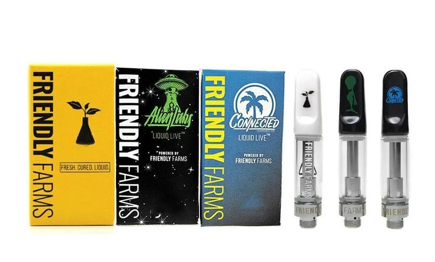 Friendly Farms Oil Vape Pen Cartridges Empty 0.8ml 1ml Atomizers Ceramic Carts Glass Tank E Cigarette DAB Wax Vaporizer 510 Thread