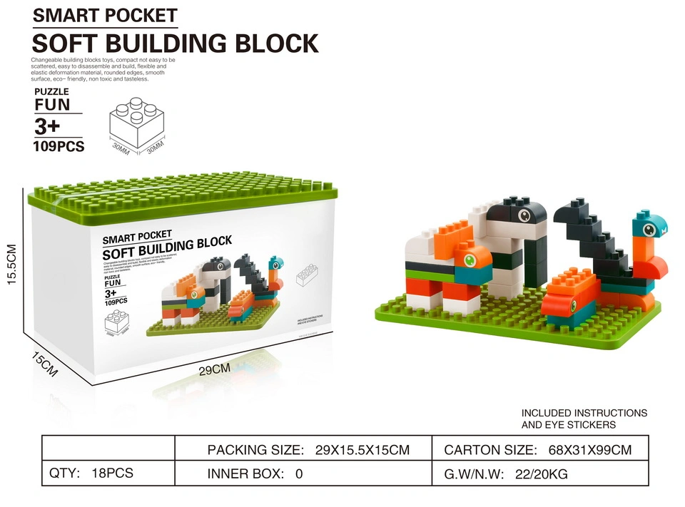 Blocs de construction éducatifs en plastique souple pour bébé