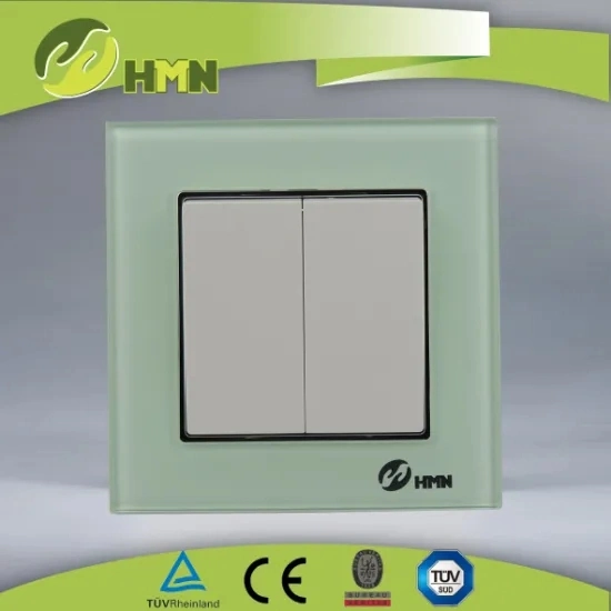 Ce TUV Certified EU Standard Glass 2 Gang 2 Way Switch