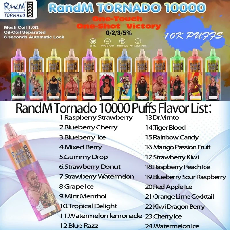 Factory Wholesale Randm Tornado 10K Disposable Vape 10000 Puffs Nicotine 0% 2% 3% 5%