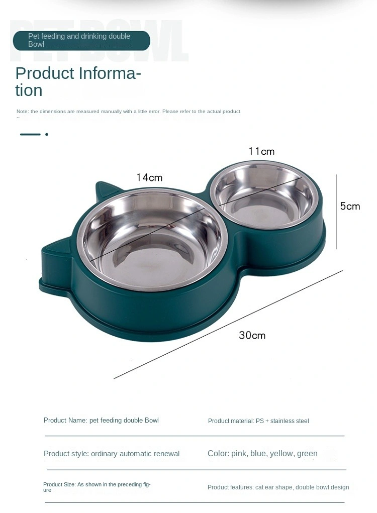 Cww-018 Anti Overturning Double Bowl Cat and Small Dog Pet Supplies