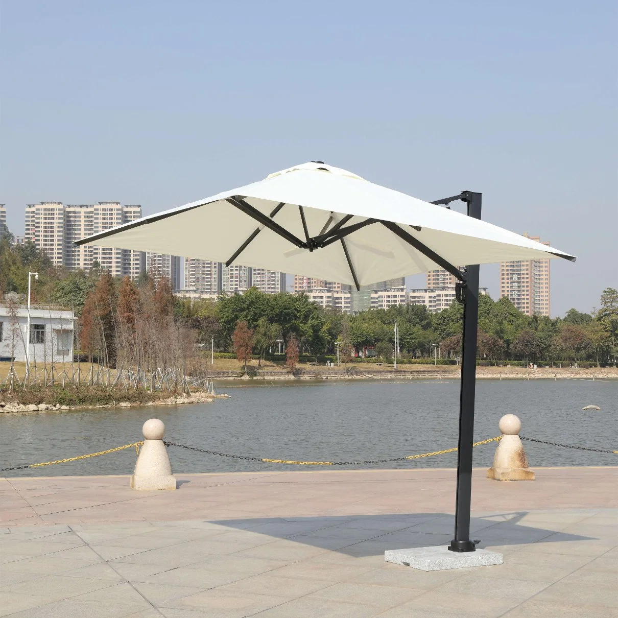 Mingsu Luxury Outdoor Single Top 2,5*2,5m Square Waterproof Fabric aluminio Parasol