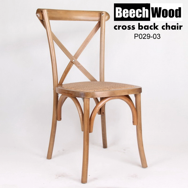 Outdoor Wedding Antique Stackable Oak Beech Wood Vineyard Cross Back Dining Chairs