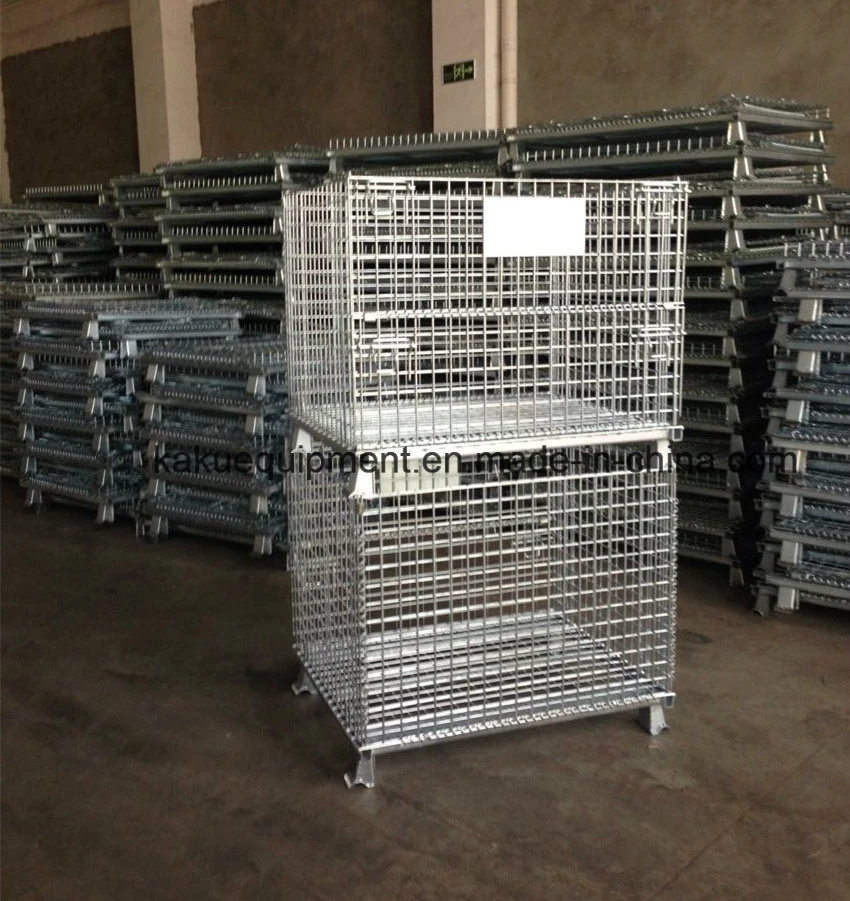 Plegable apilable soldada de acero galvanizado Heavy Duty de la jaula de malla