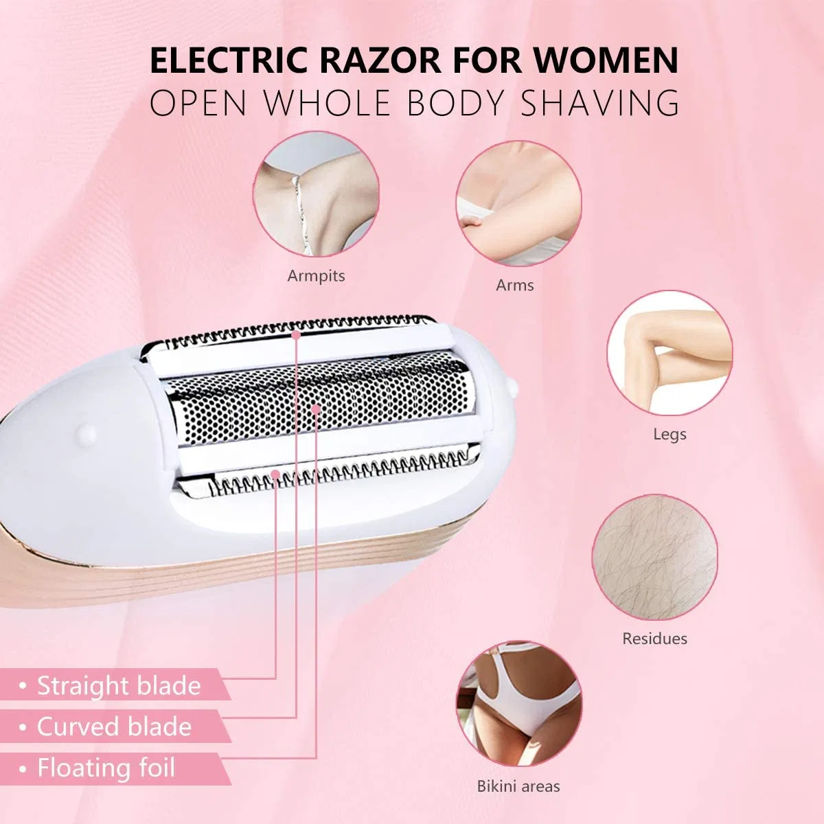 Rechargeable Lady Hair Removal Shaver for Women Electric Bikini Trimmer L Shaving Machine