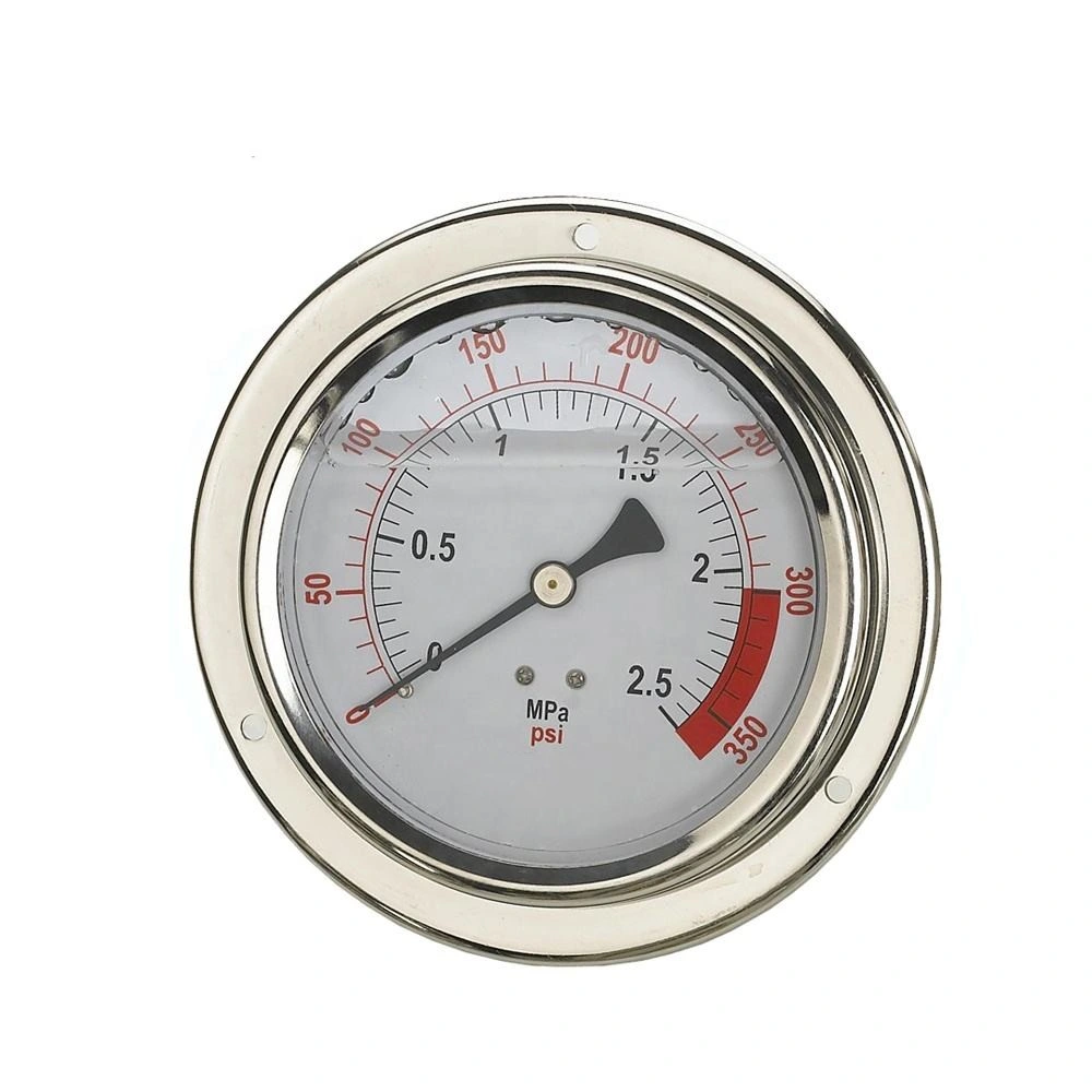 مقياس الضغط المملوء بمقياس الماء 10 بار مقياس الضغط المملوء بالفولاذ المقاوم للصدأ