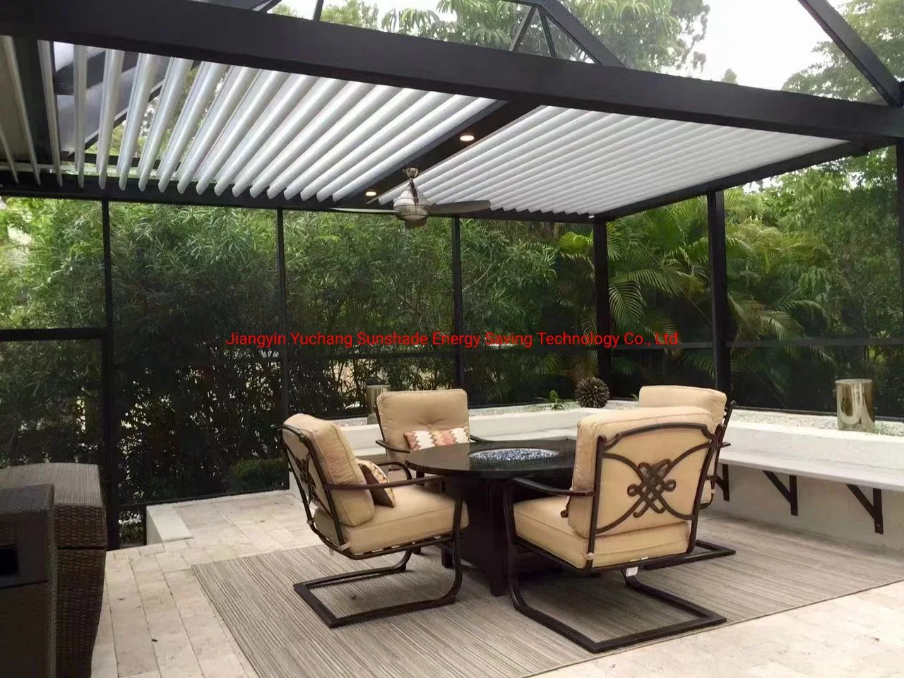 Aluminum Patio Garden Gazebo Modern Glass Roof Waterproof Aluminum Pergola Backyard Gazebo