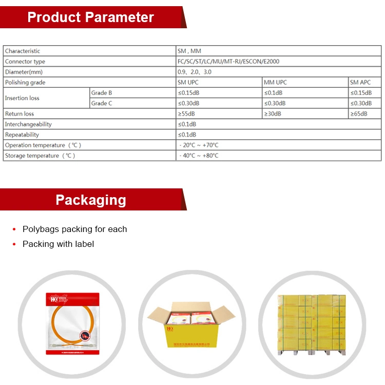 Wholesale/Supplier Fiber Optic Pigtail Patchcord Sc LC FC St E2000 Jumper