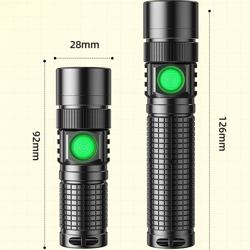 مصباح LED وامض قابل للتكبير والتصغير محمول من الألومنيوم