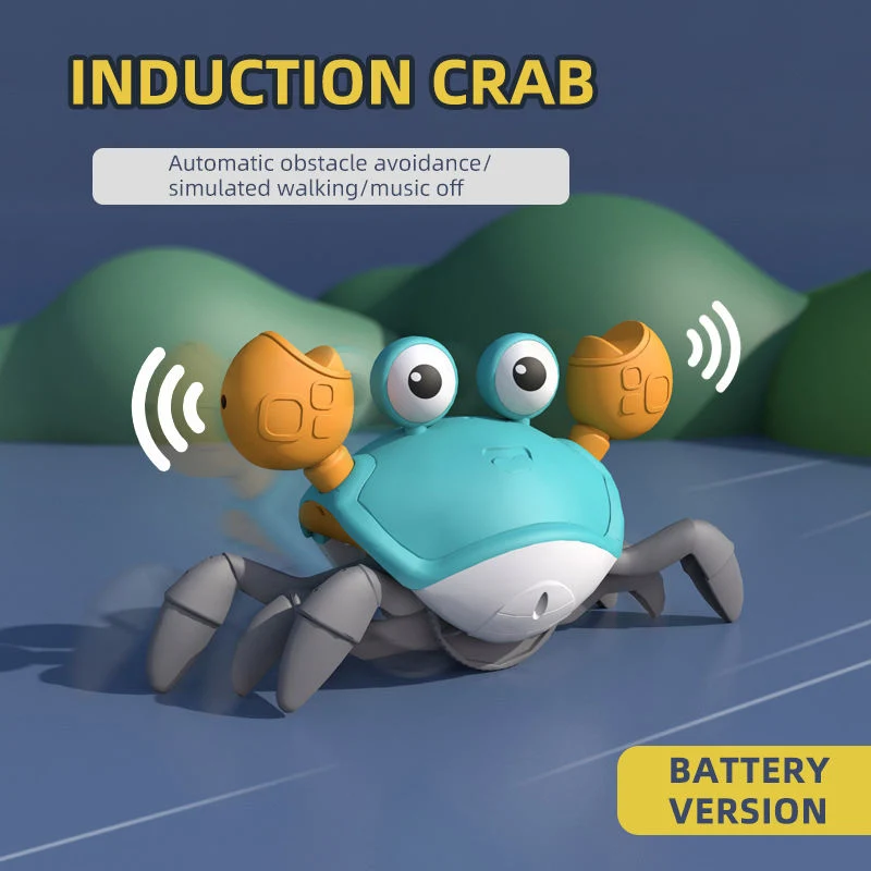 Cute Electric Interactive Walking Moving Baby Infant Animal Sensing Induction Dance Runaway Escape Crawling Crab Toy with Music