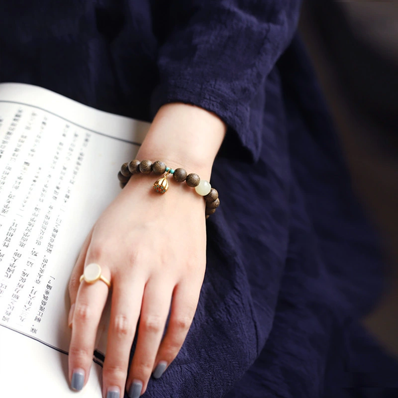 Natural Agarwood Bracelet with Lotus Seed and Agarwood Beads