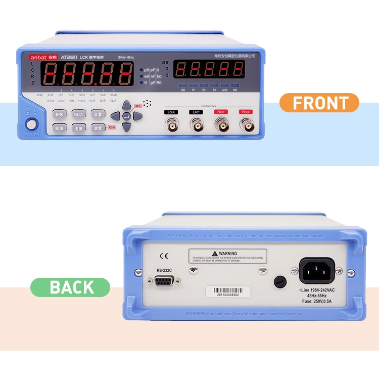 At2811 instrumento de medición de capacitancia del medidor de puente digital LCR Tester