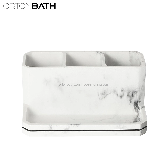 Ortonbath Custom Resin Bathroom Set Lotion Dispenser Soap Dish Tumbler Bathroom Accessories Set Marble White Resin Bathroom