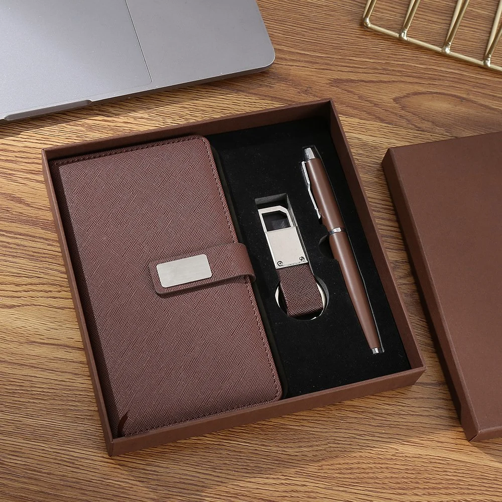 Corporate Gift Set Leather Metal Keychain with Fashion Business Card Holder