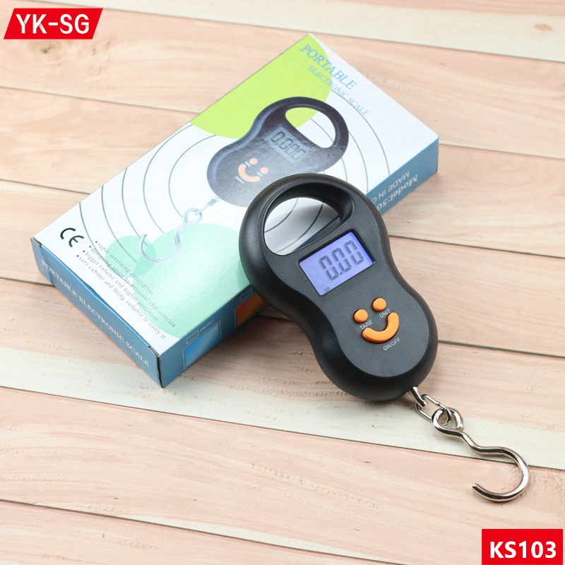 Mini Spring Scale Spring Balance Portable Hanging Luggage Scale Weight Function ABS Plastic 2*1.5V Battery Big LCD Display Black