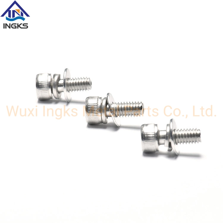 Assembled Hex Socket Knurled Cheese Head Screws with Flat Washer and Spring Washer Screw Set