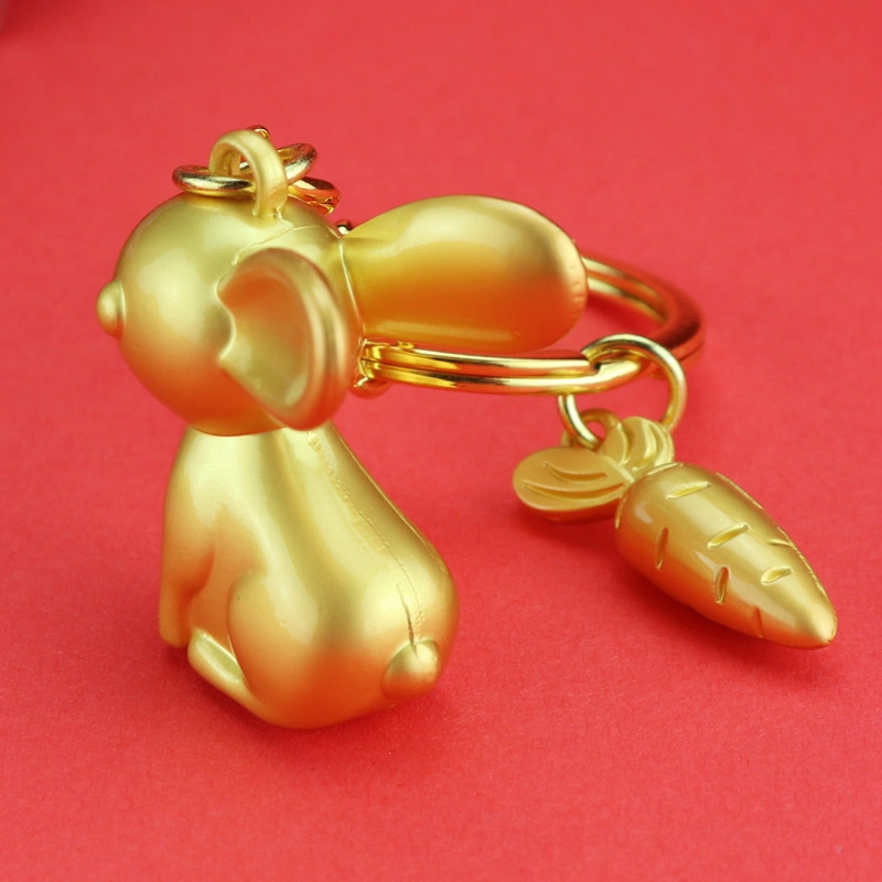 Usine Vente en gros logo personnalisé 3D année vierge du lapin Zodiac car porte-clés pendentif de la chaîne de bijoux magasin d'or Banque de bijoux Porte-clés en alliage métallique de Companion