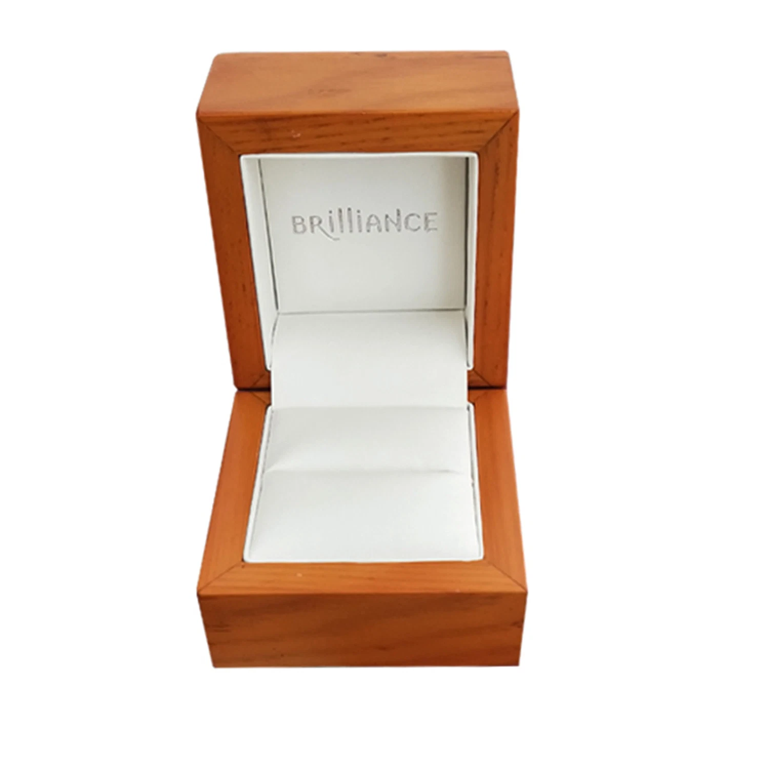 Good Fashion Mini Brown Solid Wood Leather Ring Box Package Gift