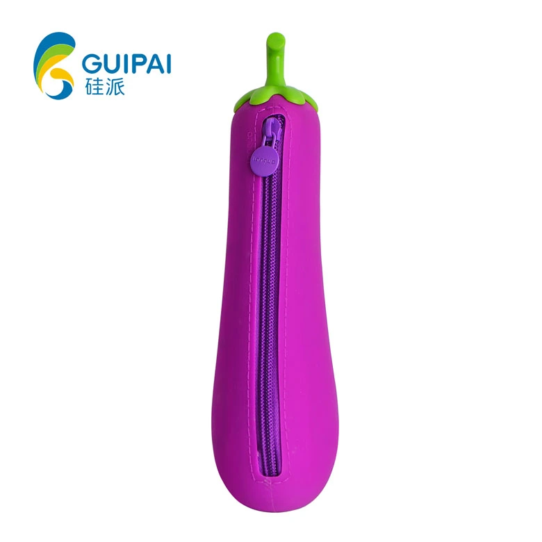 Waterproof Pencil Bag Unusual Eggplant Shape Zipper Pencil Cases for Promotion Gift