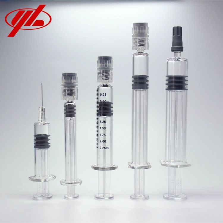 1ml 2.25ml 3ml 5ml Seringue en verre préremplie jetable pour injection médicale ou cosmétique