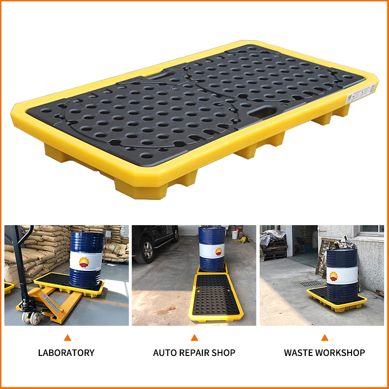 Two Way Entry 1/2/4 Drum Oil Secondary Containment Spill Plastic Pallet Spill Tray