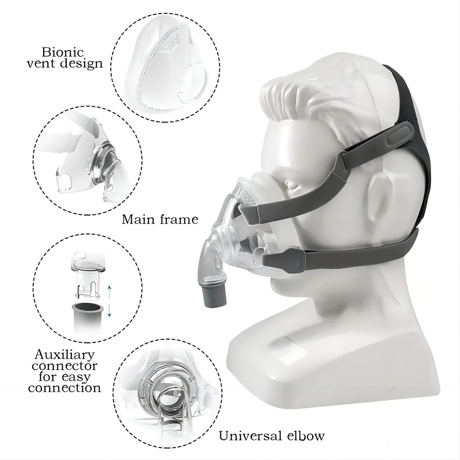 Plastic Liquid Silicone Oxygen CPAP Face Mask for Breathing Apparatus