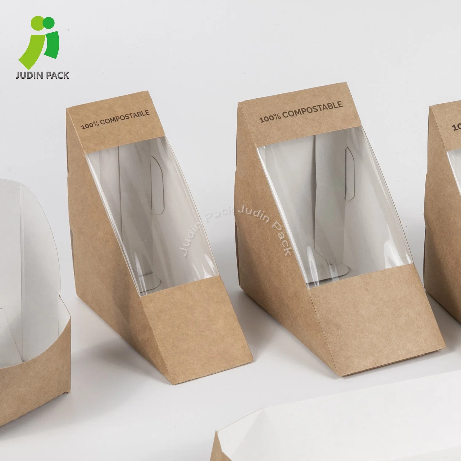 Caja de alimentos de papel ecológico para sandwich de llevar biodegradable