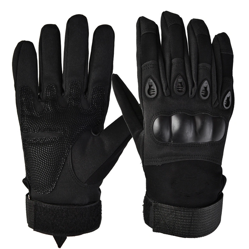 Anti-Slip Leather Protective Shock Resistant Full Finger Tactical Gloves with Elastic Band