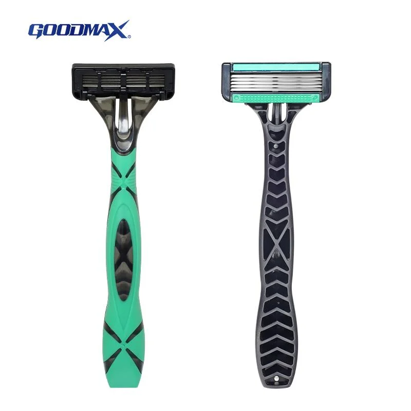 Five Blade Disposable Razor with Plastic and Rubber Handle