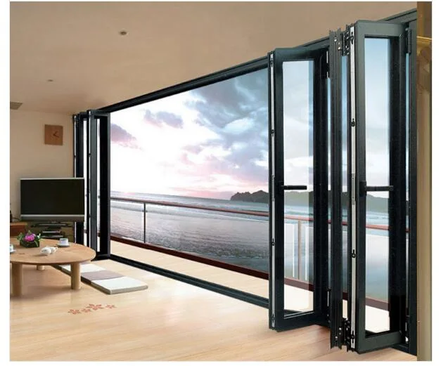 Low-E Glass Accordion Kitchen Custom Bi Fold Aluminum Folding Doors for Veranda