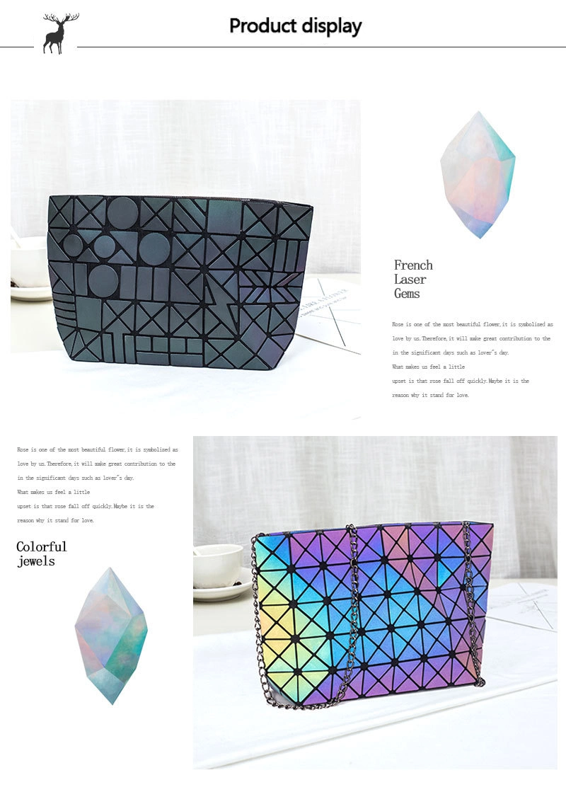 Luxury Luminous Effect Colorful PU Leather Tote Ladies Chain Bag