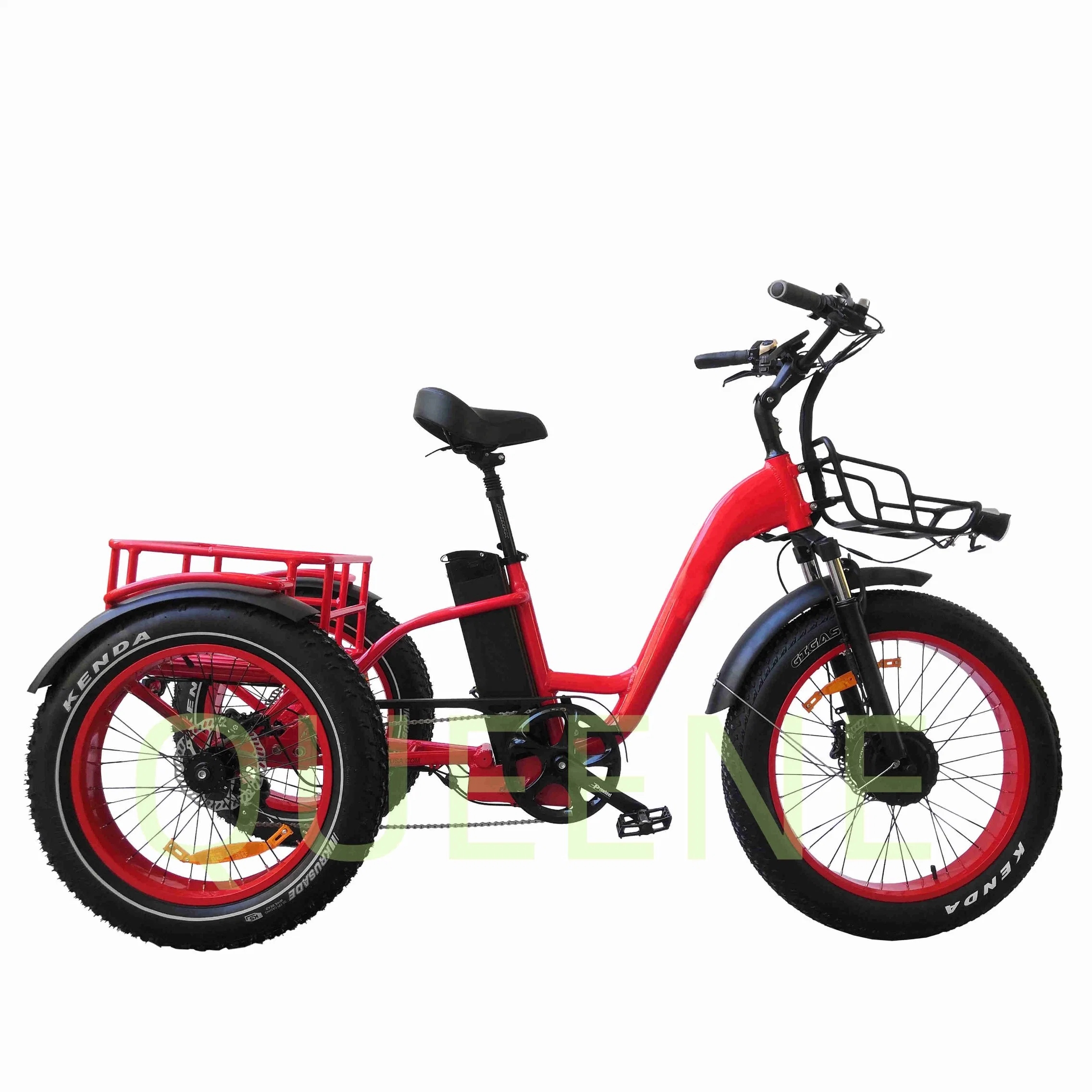 Queene/750W Electric Fat Tire Trike 24"*4.0 Inch Cargo Delivery Electric Tricycle 3 Wheel Electric Bike for Disabled