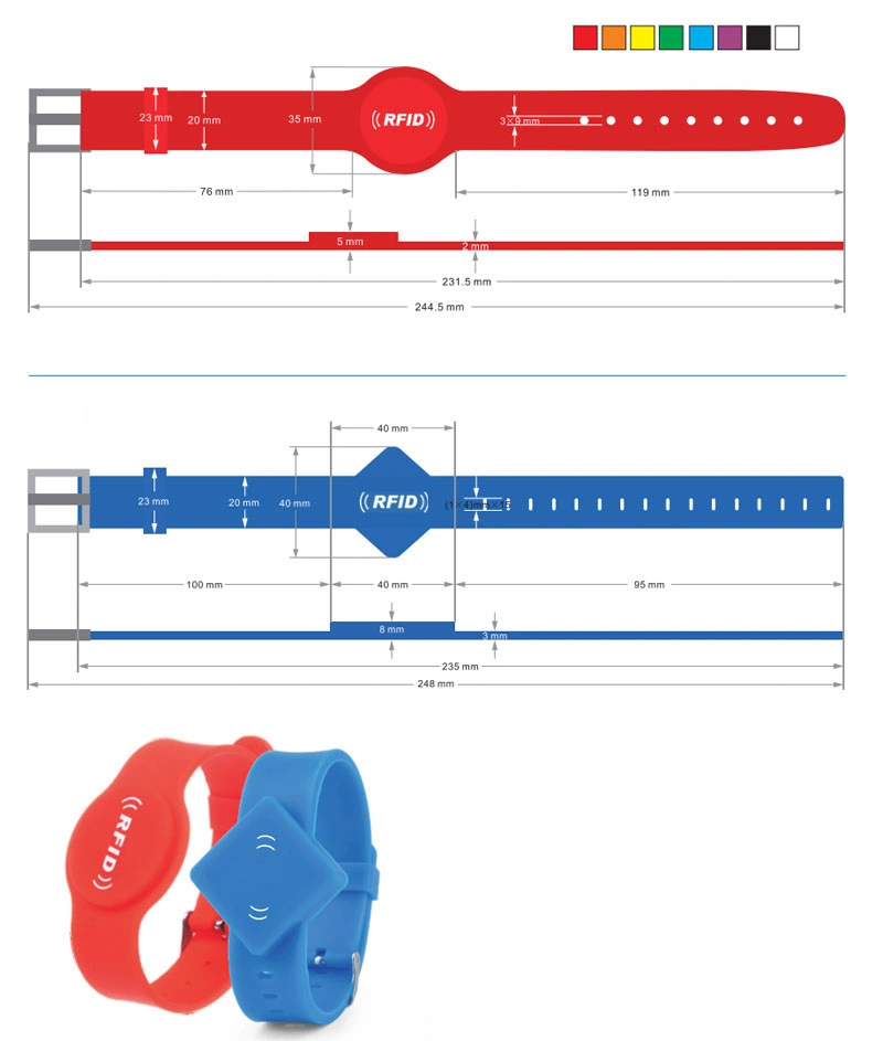 Bracelet ajustable 13,56 MHz NFC bracelets clés réinscriptibles silicone RFID étanche Bracelet