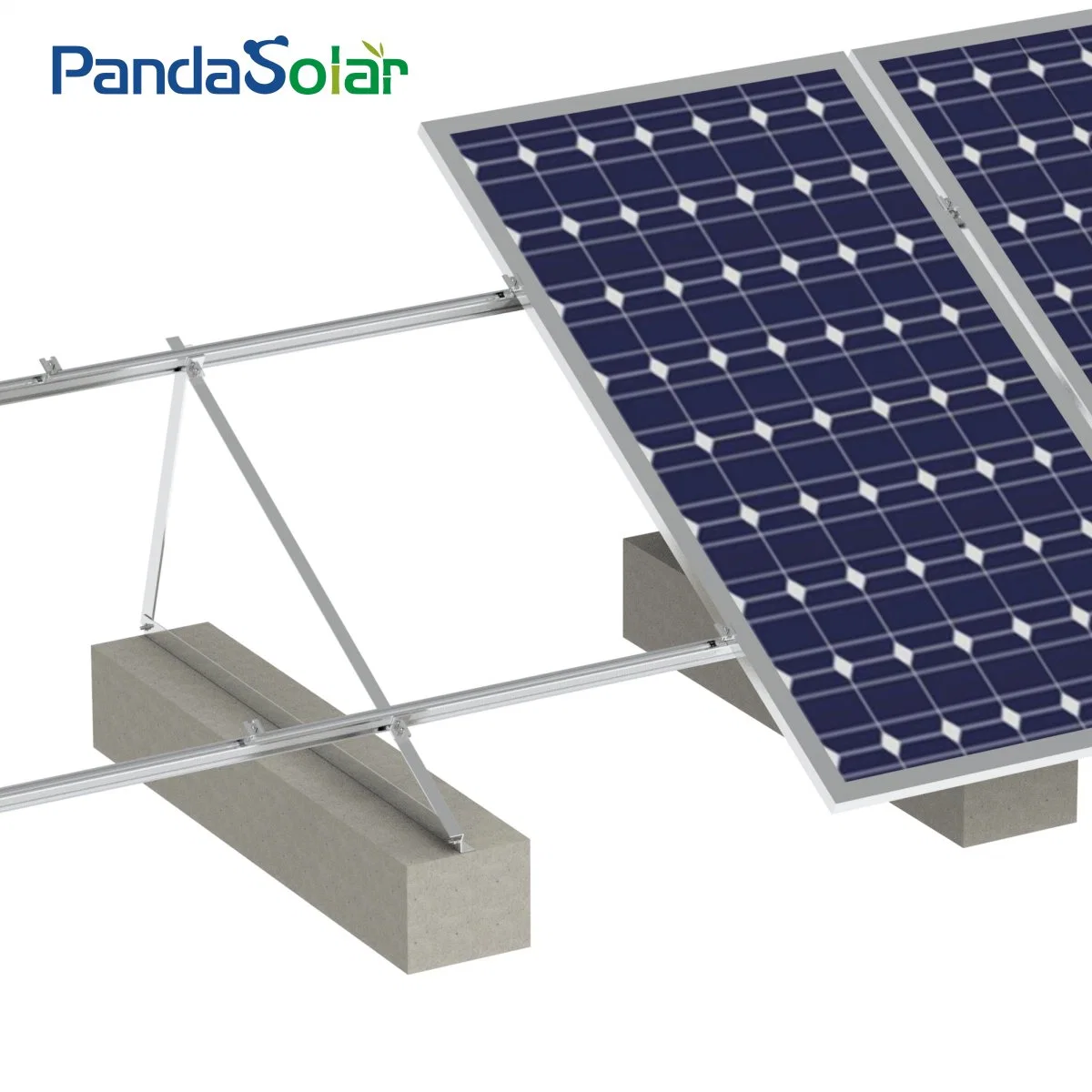 Système de montage de toit plat solaire pour triangle lesté.
