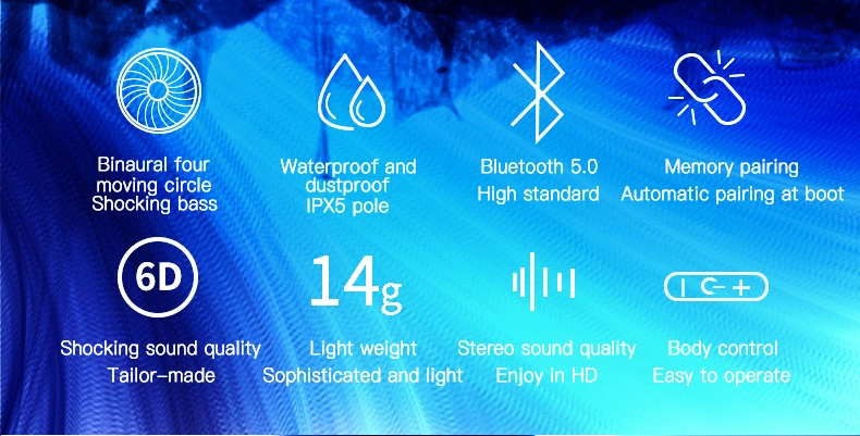 SGS 222- la calidad de sonido Hi-Fi de auricular inalámbrico Bluetooth Deportes Música estereofónico