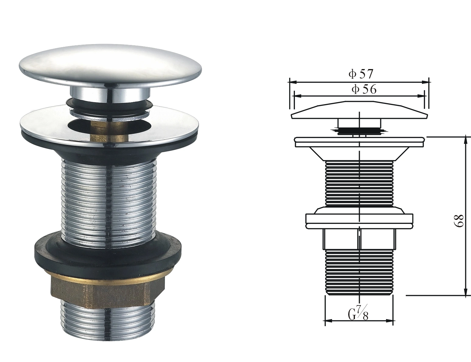 7/8" Basin Waste Drain with Plastic Plug Cap for Brazil Market