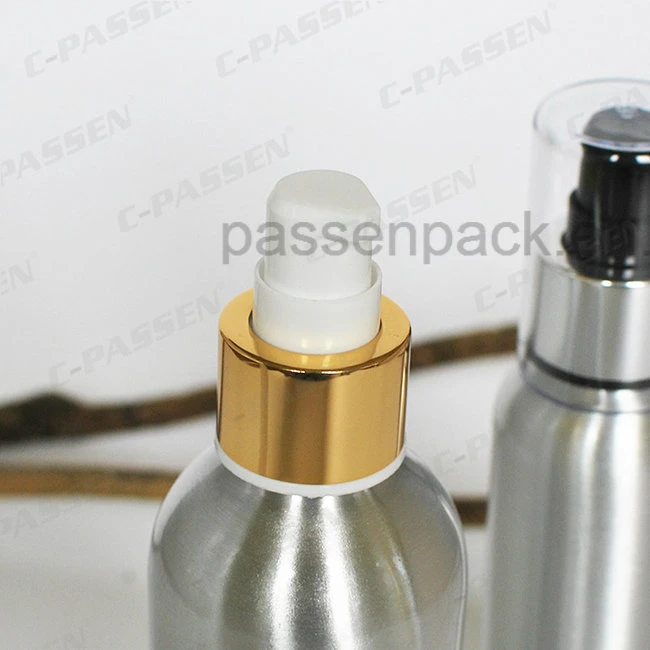 L'argent crème cosmétique de l'emballage bouteille avec distributeur de lotion de luxe (CPP-ACB-056)