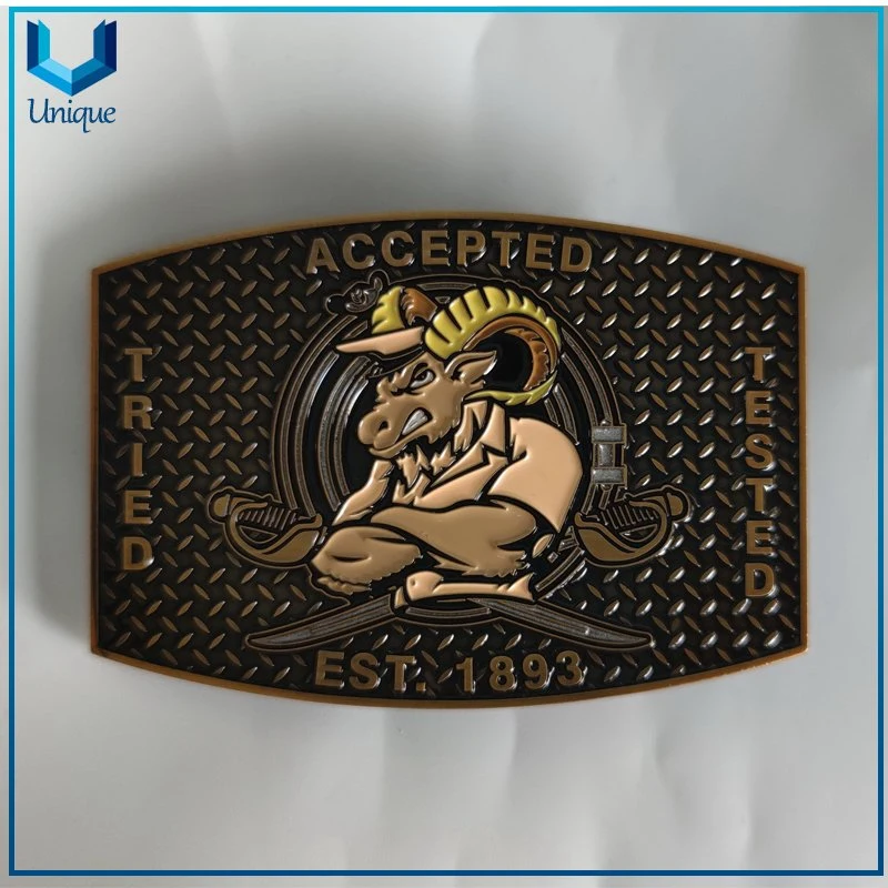 High 3D Cow Logo Metal Buckle, Metal Crafts Manufacturers Solid Brass Name Western Parts Custom Belt Buckle