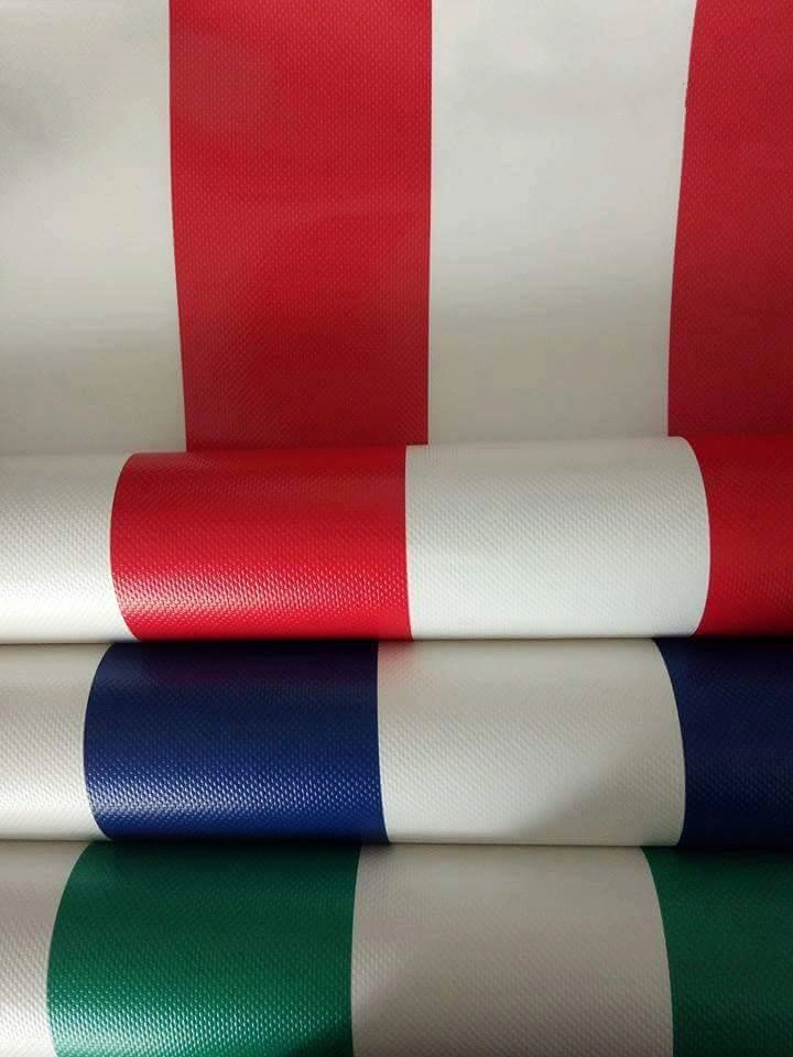 Derflex 300X500d 18*12 Knitted PVC Tarpaulin Stripe for Awning