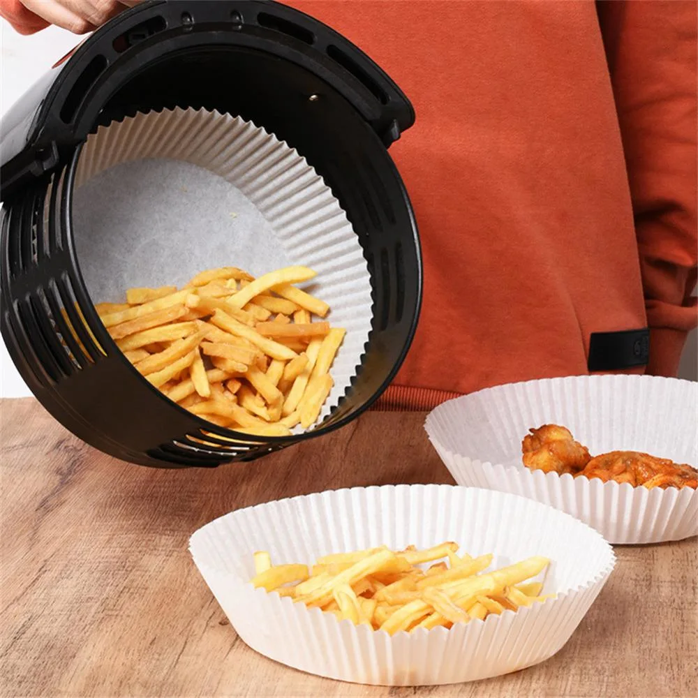 Disposable Air Fryer Tray Liner Paper Pad Non-Stick Cooking Mat Baking Paper Filters Silicone Oil Paper Kitchen Appliances, 50PCS/Pack, 6.3*1.77in