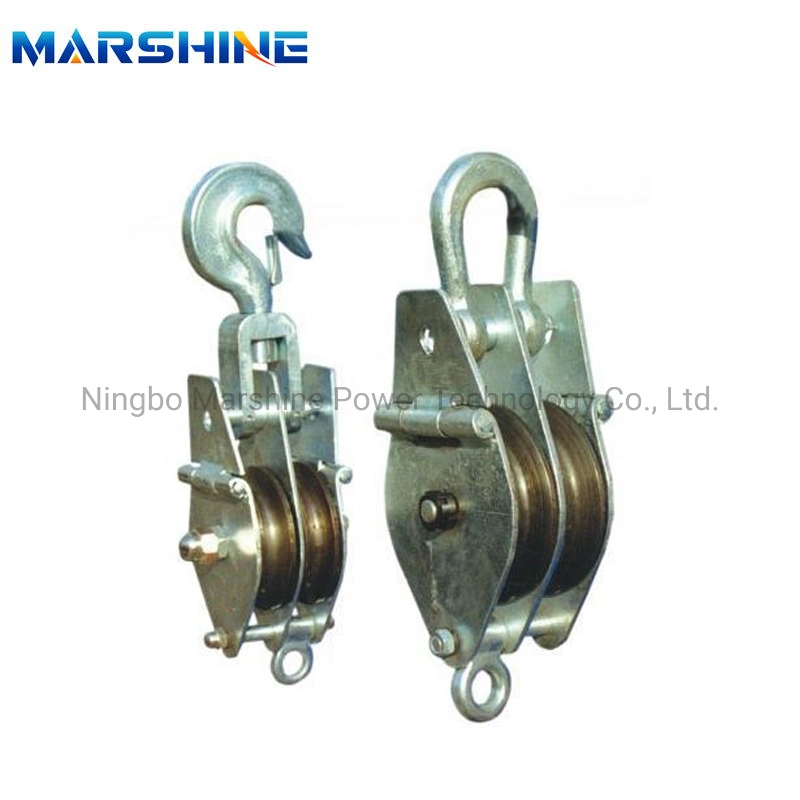 Aluminum Steel Both Side Opening Dual-Sheave Cable Stringing Block Hoisting Tackle