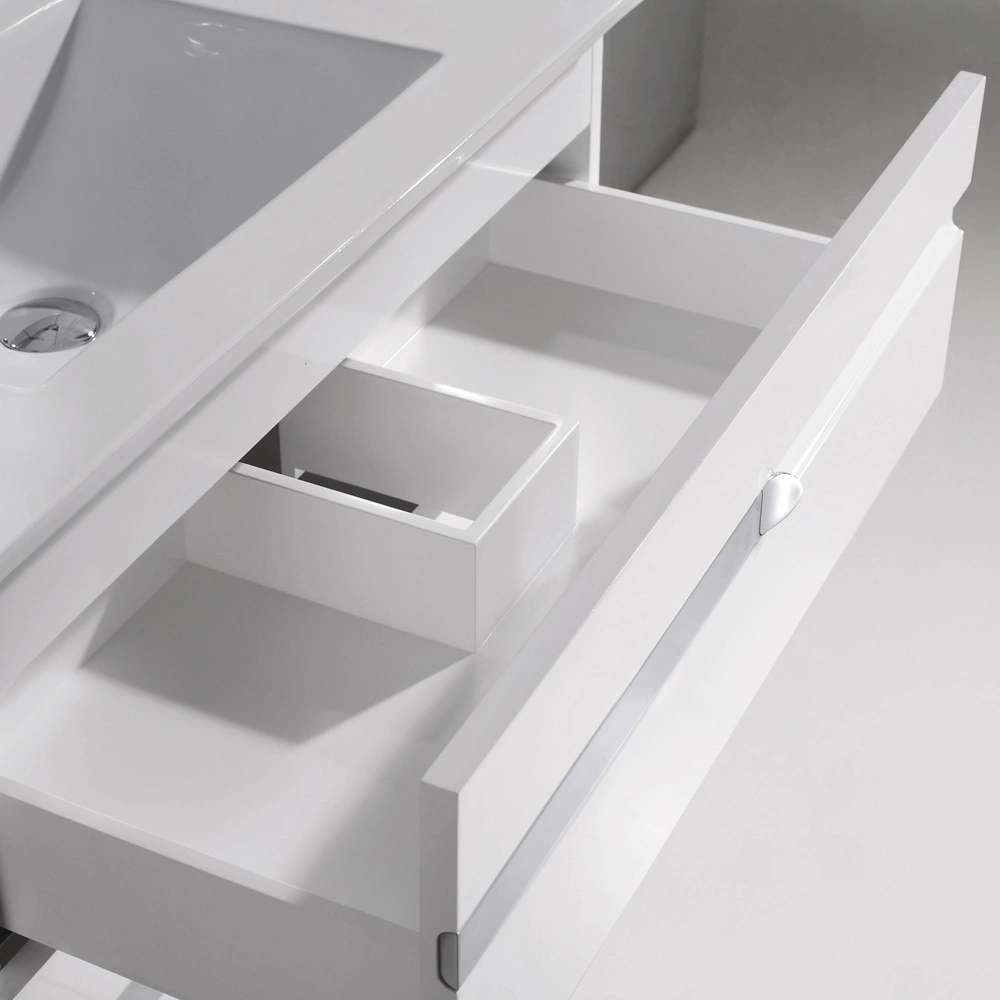 30" gabinete de vanidades de baño con lavabo de cerámica y diseño moderno de cajón blanco nuevo