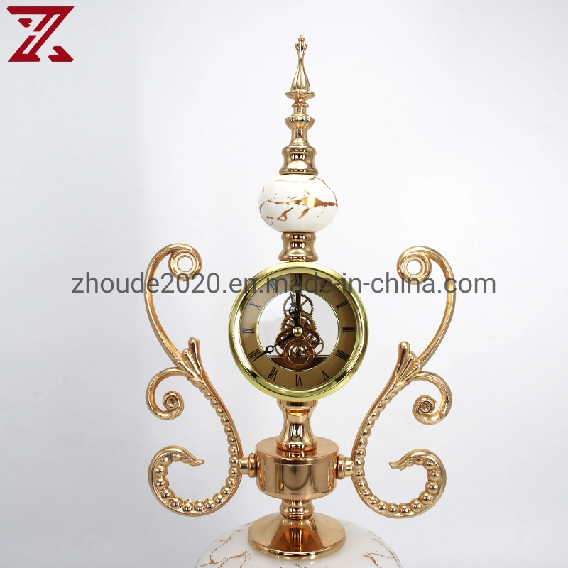 OEM ODM Glass White Color Table Clock Metal Table Clock for Decoration Ornaments