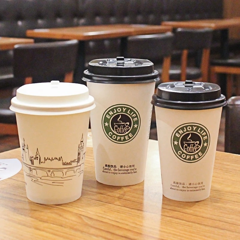 كوب ورقي خاص بالمشروب الساخن مع قهوة باللون الأسود سعة 4 أونصات لا يمكن التخلص منها