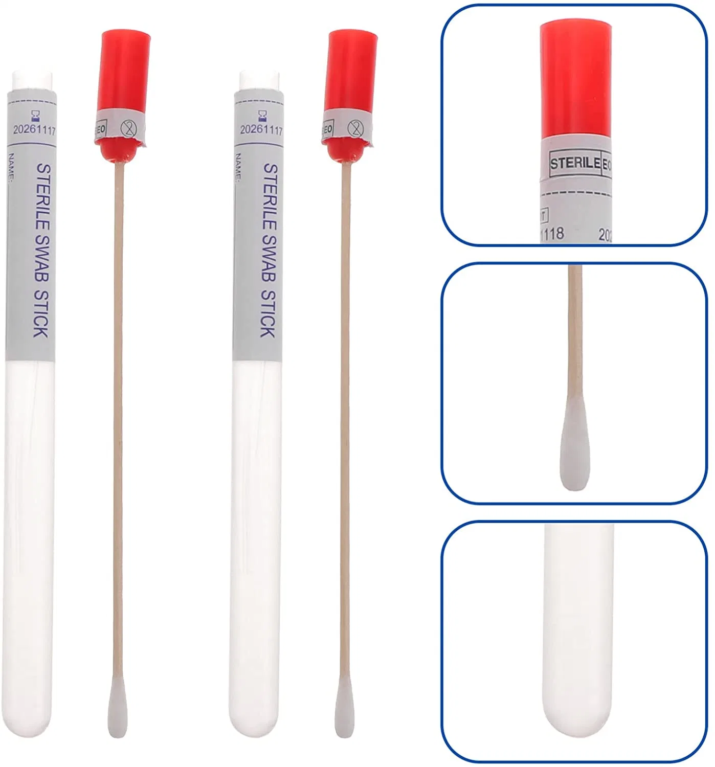 Factory Price Disposable Cotton Swabs Medical Female Sterile Transport Specimen Cotton Swab