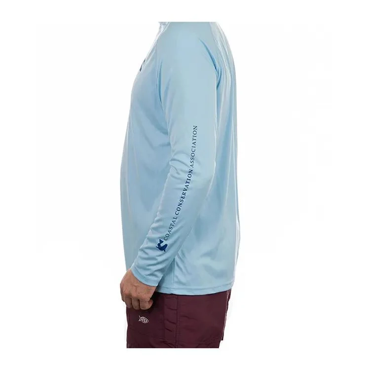 Custom T Shirt Fishing Long Sleeve Polyester SPF Fishing Shirt Blue for Men