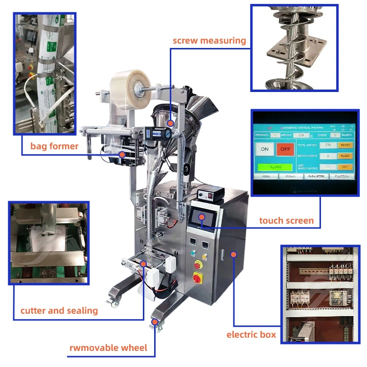 Poudre espresso râpé fromage râpé soja moulu farine de gingembre petit remplissage Machine d'emballage de poudre de lait verticale scellée à extrémité en bâton