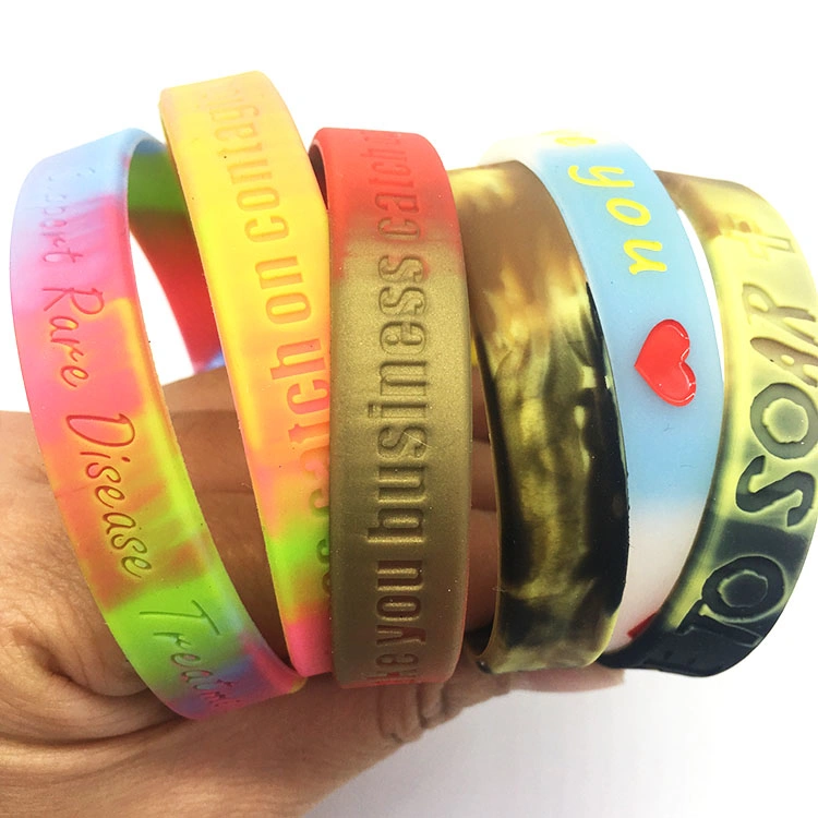 Bulk Cheap Gym Round Hand Bands Cheap Silicone Logo Embossed Bracelet