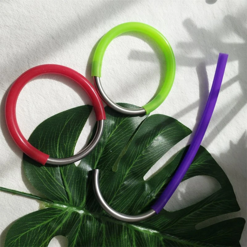 Hot Sale Stainless Steel Bracelet Straw Set with Silicone Cheap Promotional Gift